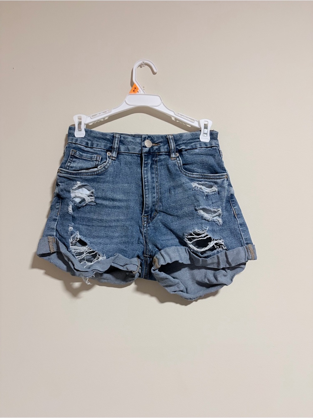 Classic Distressed Denim Shorts - Blue